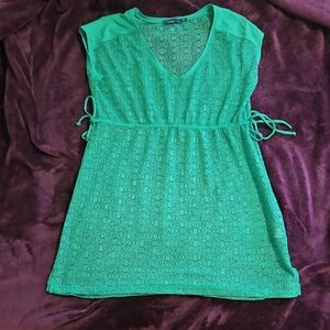 Green V-Neck Women's Dress